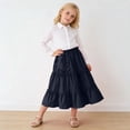 thumbnail image 2 of Toddler Girls Casual Elastic Waist Tiered Skirt Cute Ruffle Pocket Long Skirt Spring Summer Daily Wear 4-14Y, 2 of 5