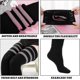 thumbnail image 4 of Calcetines altos hasta el muslo Yuxing para mujer talla grande extra largos a rayas negros y rosas, 4 of 5