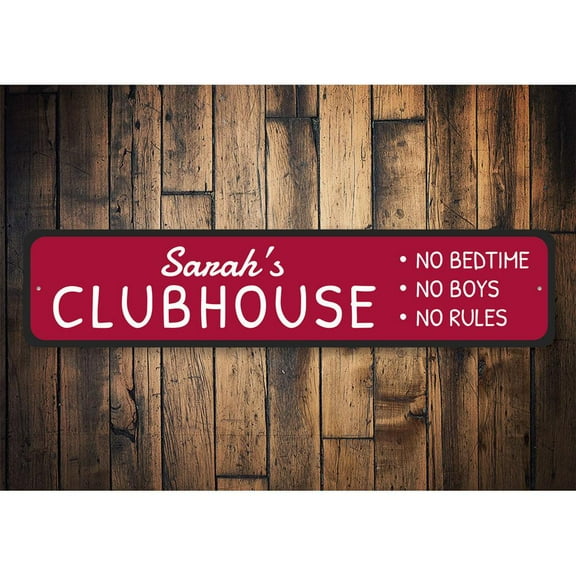 Kids Clubhouse Novelty Decor, Metal Wall Sign - 4x18 Inches