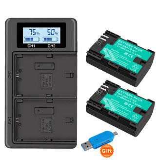 2-Pcs LP-E6 Battery & Rapid Charger For Canon EOS 7D Mark II 5D