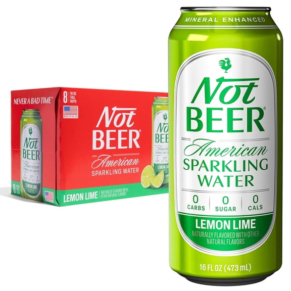 (Pack Of 3) Not Beer Water Sparkling Lemon Lime 8 Pack 128 Fo