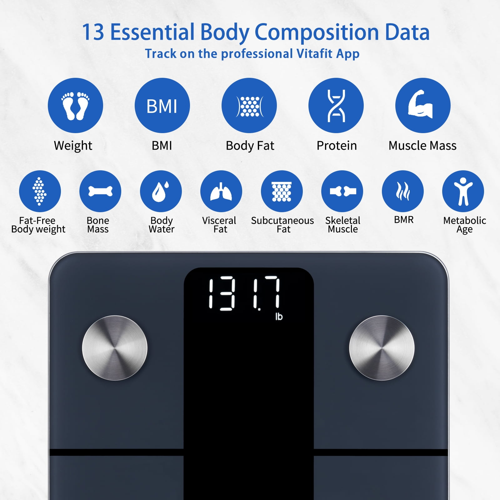 Vitafit Smart Scales for Body Weight and Fat Percentage, Weighing  Professional Since 2001, Digital Wireless Bathroom Scale for BMI Water  Muscle Sync