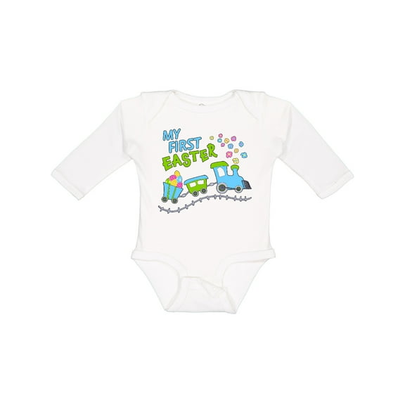 Inktastic My First Easter Train Boys or Girls Long Sleeve Baby Bodysuit