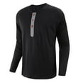 thumbnail image 2 of Zimjoy Mens Long Sleeve Shirts Casual Slim Fit Henley Outfits Crewneck Button Up Tops Lightweight Spring Men Clothes, Black 2XL, 2 of 4