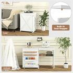 Kepooman Office Desks,Sewing Tables,Folding Sewing Table with Storage Shelf and 5 Lockable Wheel-White