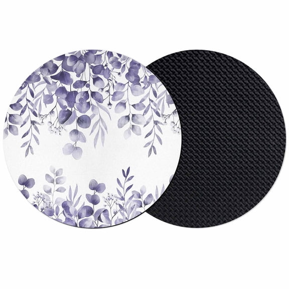 Purple Eucalyptus Leaves Coasters Set of 2, Absorbent Coasters for Drinks, Spring Summer Botanical Coaster for Desk Coffee Table Protection, Home Decor House Warming Gifts 4"