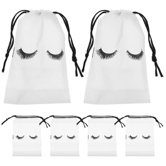 MasteelfCA 50 Pcs Sacs de Maquillage Design Cils Sacs de Maquillage de Voyage avec Cordon de Serrage Trousse de Toilette