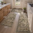 thumbnail image 3 of SIXHOME 3-Piece Kitchen Rugs and Runner Set Washable Vintage Kitchen Mat Non-Slip Low-Profile Rugs for Kitchen Sink Laundry Bedside 20"x32"+20"x48"+20"x59" Brown, 3 of 8