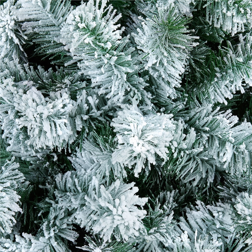 Easyfashion Green Flocked Spruce Snow Frosted Artificial Holiday Decorative Christmas Tree, with PVC Tips 4.5'
