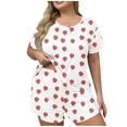 thumbnail image 2 of Feancey Pajama 2 Piece Sets for Women Strawberry Printed Plus Size Lounge Set Cozy Short Sleeve Tops and Shorts Sleepwear Outfits Red 5XL, 2 of 6