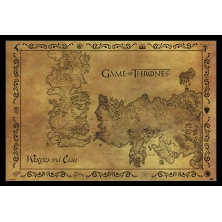 1850 Antique Map - Game of Thrones - Antique Map Poster Poster Print