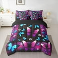 thumbnail image 2 of Castle Fairy Female Men Women Gradient Butterflies Bedding Comforter Set 7pcs,Chic Floral Flowers Queen Bedding Sets Super Cozy,Abstract Ombre Queen Sheet Sets,Luxury Bedroom Decor,Reversible, 2 of 8