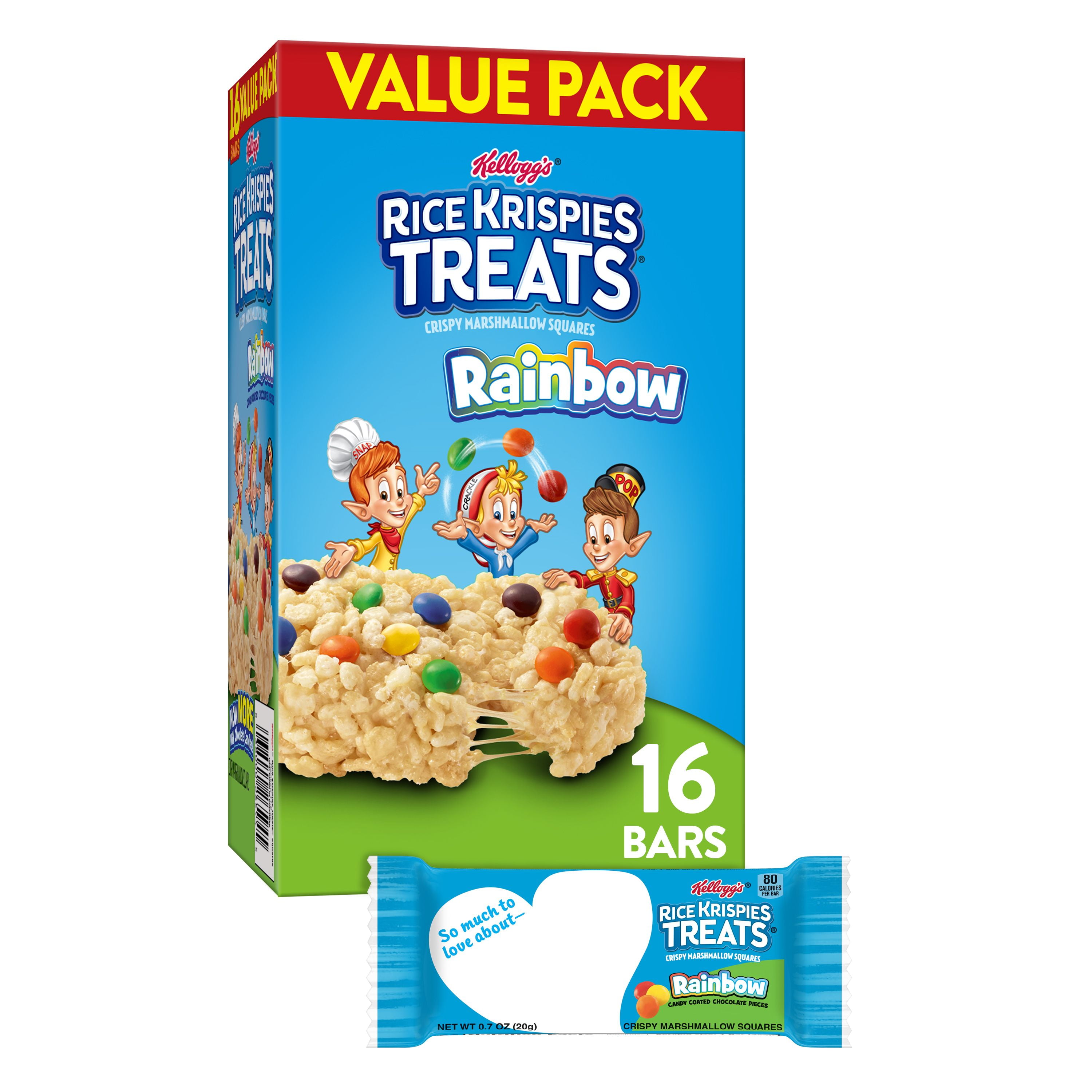Rice Krispies Treats Rainbow Chewy Marshmallow Snack Bars, 11.2 oz, 16 Count