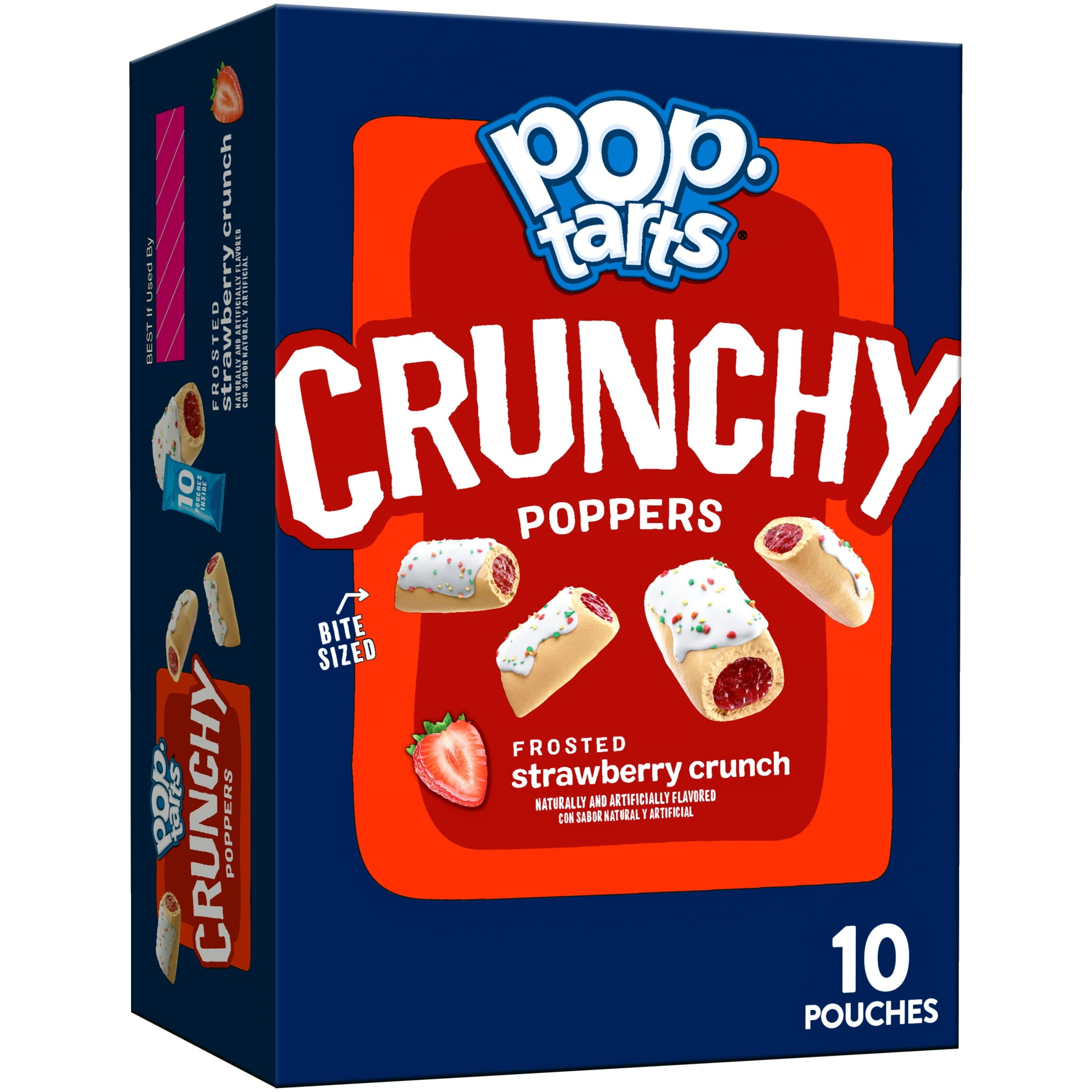 (6 pack) Pop-Tarts Crunchy Poppers Frosted Strawberry Crunch Chewy Crunchy Filled Snack Pieces, Kids Snacks, 10 oz, 10 Count