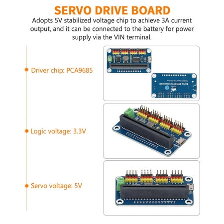 16 Channels I2C Servo Drive Board Standard Steering Gear Interface PWM ...