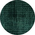 thumbnail image 1 of Ahgly Company Machine Washable Indoor Round Abstract Turquoise Blue Modern Area Rugs, 5' Round, 1 of 4