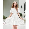 thumbnail image 5 of Arshiner Girls Summer Dresses Chic Waist Hollow Square Neck Shirred Ruffle Hem A-Line Dress, 5 of 8