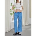 thumbnail image 5 of Caoirhny Women's Casual Long Pants Stripe Print Low Rise Wide Leg Trousers with Side Pockets, 5 of 9