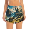 thumbnail image 2 of Daiia Valley River Dinosaur Pattern Women's 2 in 1 Running Shorts - Lightweight Athletic Workout Gym Yoga Shorts Liner with Phone Pockets-Medium, 2 of 7