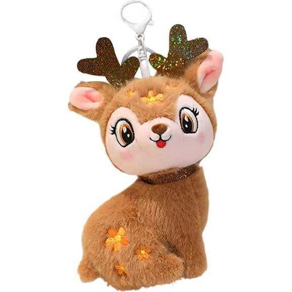 Plush Elk Keychain Christmas Bag Charms Cute Reindeer Keyring Stuffed Animal Soft Keychain Pendant for Car Key Backpack Handbag