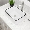thumbnail image 4 of Dcolora 16"x12" Rectangular Vessel Sink with Black Rim – White Ceramic Bathroom Sink, Modern Above Counter Vanity Basin, Stylish Sink for Bathroom Remodel, Luxury Lavatory Sink, 4 of 6