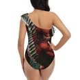 thumbnail image 5 of Zufioo Majestic Red Dragon Print One-shoulder Ruffled One-piece Swimsuit, High Elastic Integrated Removable Chest Pad Swimsuit Suitable for Beach, Pool and Vacation-Medium, 5 of 6