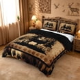 thumbnail image 2 of meiyoeat Vintage Deer Silhouette Duvet Cover Queen, Rustic Paw Print Queen Bedding For Boys Kids,Black Reversible,3pcs(No Comforter), 2 of 6
