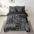 thumbnail image 2 of Manfei Bohemian Paisley 7-Piece Bedding Comforter Set,Black White King Bedding Sets,Exotic Style Ultra Soft Bed Sheets,Ultra Soft Boho Bedroom Decoration,Reversible, 2 of 7