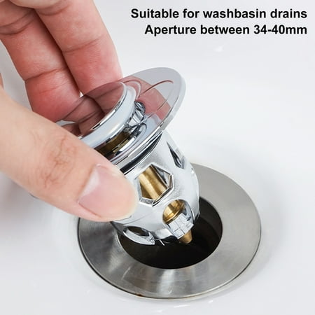

Deyuer Pop-up Drain Filter Good Sealing Anti-clogging Push-type Basin Bounce Sink Drain Plug Replacement for Bathroom