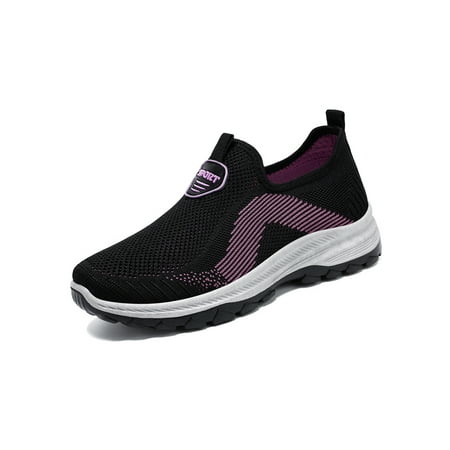 

Gomelly Ladies Flats Slip On Sneakers Comfort Walking Shoes Casual Hiking Shoe Women Womens Black 5