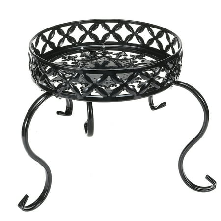 Single Layer Plant Stand Rack Flower Pot Rack Round Patio Shelf Indoor Outdoor Garden Black
