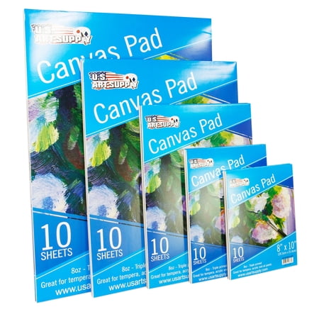 U.S. Art Supply 16 x 20 10-Sheet 8-Ounce Triple Primed Acid-Free Canvas Paper Pad (Pack of 2 Pads)