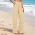 thumbnail image 2 of RFQWOVSR Women's High Waist Button Front Wide Leg Linen Pants with Pockets Loose Fit Casual Summer Trousers XL, 2 of 4