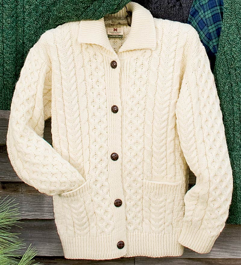 cable knit wool cardigan
