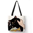 thumbnail image 3 of Bolso de mano informal con estampado divertido de gato besándose, bolso de tela de lino ecológico para mujer, bolso de compras grande reutilizable para playa al aire libre, 3 of 5