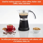 IMUSA 6 or 3 Cup Electric Espresso Maker with Cool-touch Handle, Black