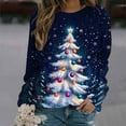 thumbnail image 2 of SELONE Women's Crew Neck Sweatshirt Christmas Tree Star Snowflakes Print pullover Shirts Tops Cute Holiday Outwear, 2 of 5