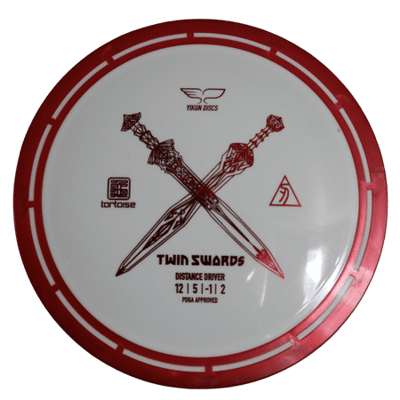 Yikun Discs - Twin Swords - Distance Disc Golf Driver - Premium Tortoise Line Plastic - (Red/White)