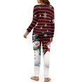thumbnail image 3 of Yuyamidu Christmas Pajama for Women Snowman Long Sleeve Nightwear Snowflake Round Neck Pjs Top and Pants Set of 2 Winter Fall Sleepwear Sets Size M, Red Black Stripes, 3 of 7