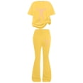 thumbnail image 3 of OSOLU Children Girls Outfits Summer Casual Bow Print Short Sleeve Tees and Long Pants 2 Piece Comfortable Daily Wear Versatile Travel Clothing Sets, 3 of 4