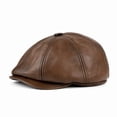thumbnail image 2 of Men’s Genuine Leather Flat Cap – Classic Newsboy Ivy Hat, Warm Lined, Casual & Dress Wear, 2 of 6