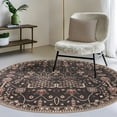 thumbnail image 3 of GLN Rugs Sumer - Indoor, Machine Washable Area Rug 5'3" Round Black Home Carpet, 3 of 9