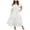White, variant on Women's Plus Size V-Neck Solid Color Ruffled Sleeves Pleated Casual Dress - Polyester Summer Fashion
