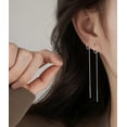 thumbnail image 3 of Solid 925 Sterling Silver Chain Dangle Earrings Tassel for Women Teens Long Dangle Earrings Minimalist Threader Earrings, 3 of 13