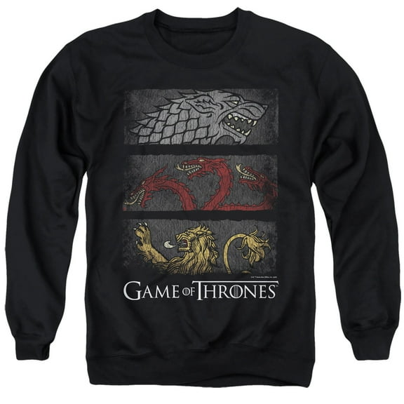 Game of Thrones Sigil Banners Unisex Adult Crewneck Sweatshirt,Black, 3X-Large