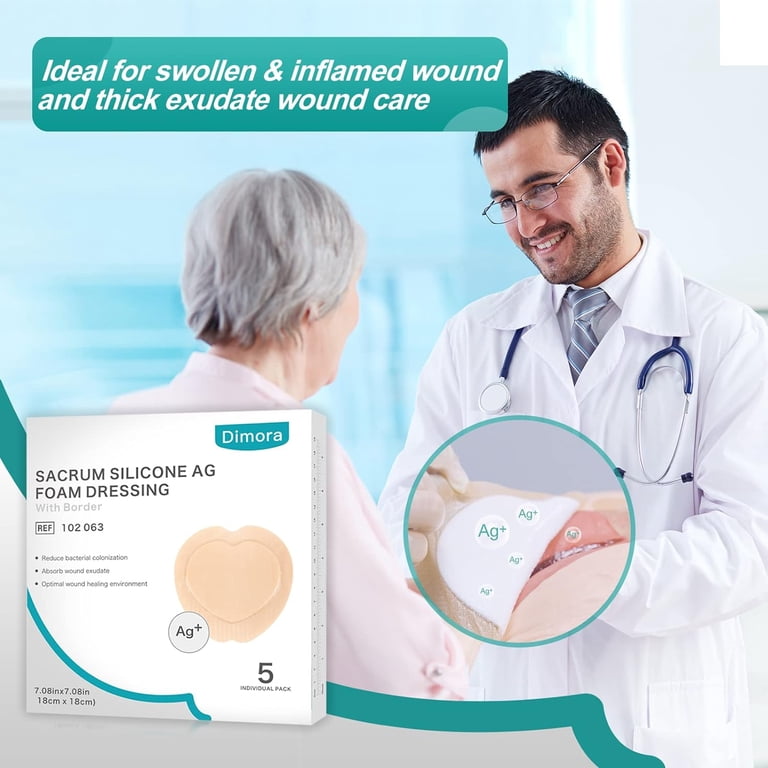 silver dressing for bed sores Dimora Ag Silver Sacrum Foam Wound Dressing Bandages Silicone Adhesive  Border 7