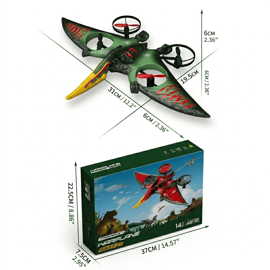 Unbranded Dinosaur RC Plane, 2.4GHz Remote Control Drone with LED & 3D Flips, EPP Foam Flying Toy for Kids Boys Ages 8-12