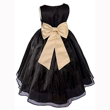 Princess Bodice - Ekidsbridal Black Formal Satin Bodice Organza Skirt Flower Girl Dress Pageant Wedding Special Occasion Holiday Easter Toddler Ball Gown Recital Reception Birthday Princess 841T