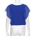 thumbnail image 5 of Delconic Womens Loose Fit Chiffon Blouse Short Sleeve Batwing Top Scoop Neck Lightweight Layered Shirt for Casual Wear Blue M, 5 of 9