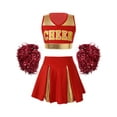 thumbnail image 1 of CHICTRY Tenue de Fête pour Filles Cheer Leader Cos tume Uniforme de Cheerleading pour Enfants Hallo ween avec Pompon Rouge 6, 1 of 7